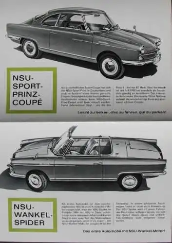 NSU Modellprogramm 1964 "Besser fahren mit NSU" Automobilprospekt (7290)