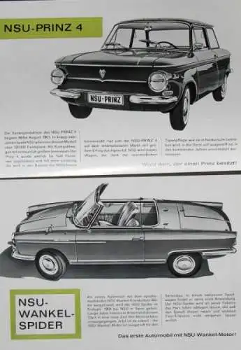 NSU Modellprogramm 1964 "Besser fahren mit NSU" Automobilprospekt (7290)