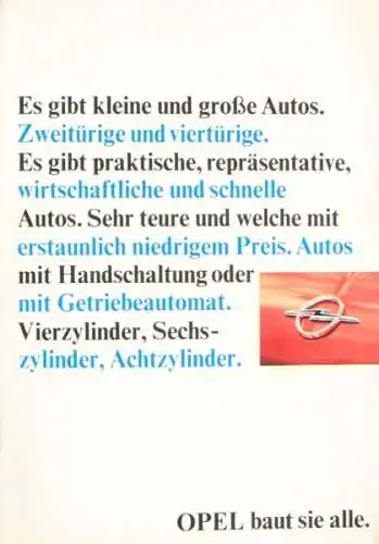 Opel Modellprogramm 1965 "Opel baut sie alle" Automobilprospekt (9312)