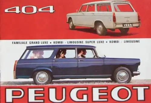 Peugeot 404 Familiale Grand Luxe Kombi Modellprogramm 1965 Automobilprospekt (7118)