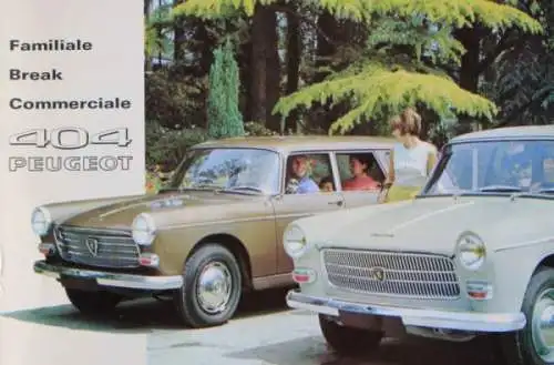 Peugeot 404 Familiale Break Commerciale Modellprogramm 1965 Automobilprospekt (7103)