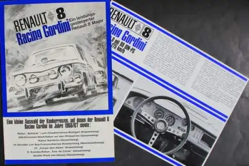 Renault 8 Racing Gordini Modellprogramm 1966 Automobilprospekt (0102)