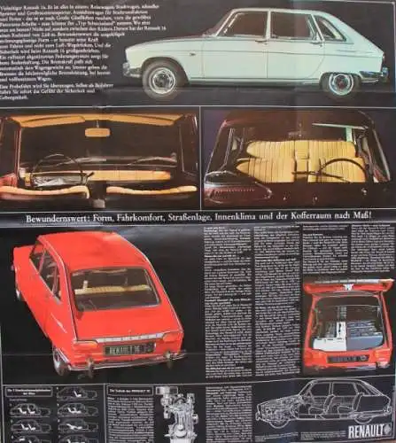 Renault 16 Modellprogramm 1965 "Sachlich, kühn, dynamisch" Automobilprospekt (5478)