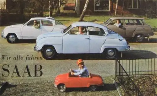 Saab Modellprogramm 1963 "Wir alle fahren Saab" Automobilprospekt (3792)