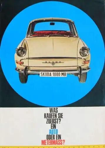 Skoda 1000 MB Modellprogramm 1965 Automobilprospekt (7826)