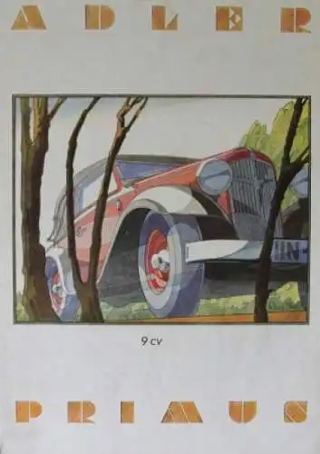 Adler Primus 1.5 litres Modellprogramm 1933 Reuters-Motive Automobilprospekt (2934)