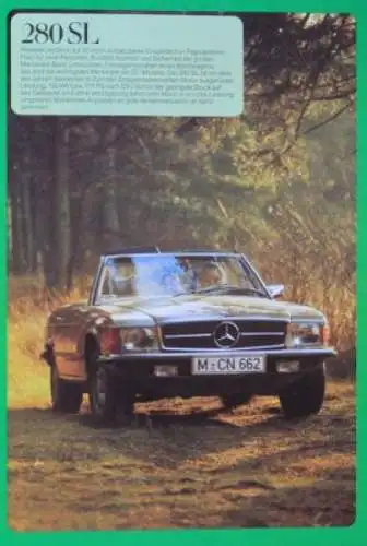 Mercedes-Benz 280 SL - 450 SL Modellprogramm 1978 Automobilprospekt (0130)