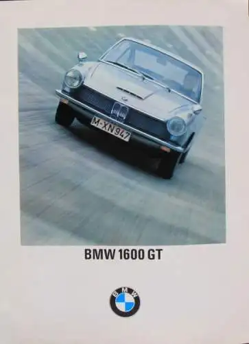 BMW 1600 GT Modellprogramm 1968 Automobilprospekt (4581)
