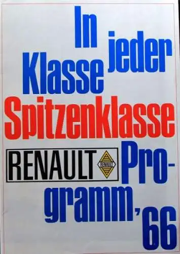 Renault Modellprogramm 1966 "In jeder Klasse Spitzenklasse" Automobilprospekt (1287)