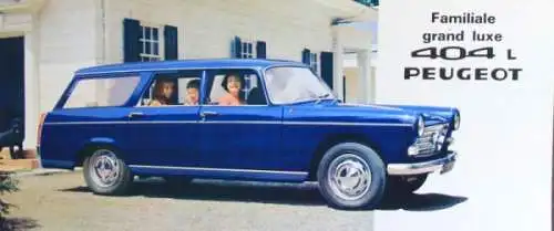 Peugeot 404 L Familiale Grand Luxe Modellprogramm 1965 Automobilprospekt (2438)