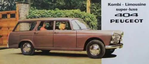 Peugeot 404 L Familiale Grand Luxe Modellprogramm 1965 Automobilprospekt (2438)