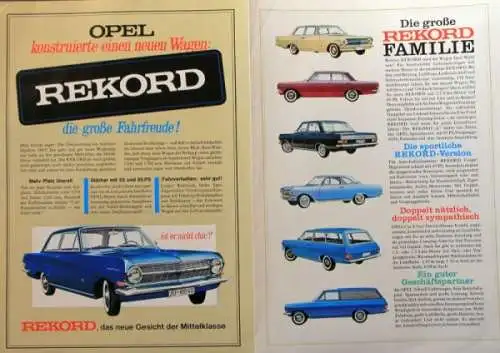 Opel Modellprogramm 1963 "Die Zuverlässigen" Automobilprospekt (3019)