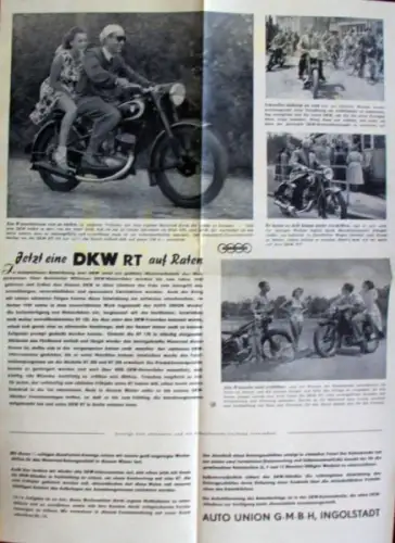DKW RT Motorrad Modellprogramm 1952 Motorradprospekt (0437)