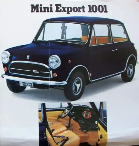 Innocenti Mini 1001 Export Modellprogramm 1974 Automobilprospekt (0479)