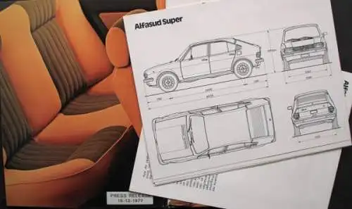 Alfa Romeo Alfasud Super Modellprogramm 1977 Pressemappe mit Fotos (0483)