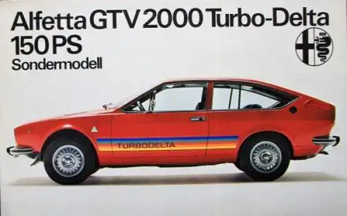 Alfa Romeo GTV 2000 Turbo-Delta 150 PS Modellprogramm 1979 Automobilprospekt (0654)