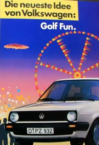 Volkswagen Golf Fun Modellprogramm 1986 Automobilprospekt (0660)