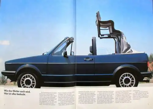 Volkswagen Golf Cabriolet Modellprogramm 1986 Automobilprospekt (0692)