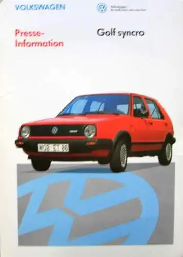 Volkswagen Golf Syncro Presseinformationen 1986 Automobilprospektmappe (0799)
