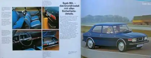 Saab 99 GL Sedan Modellprogramm 1975 Automobilprospekt (0832)