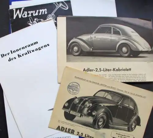 Adler 2,5 Liter Modellprogramm 1938 Automobilprospekt-Mappe (1218)