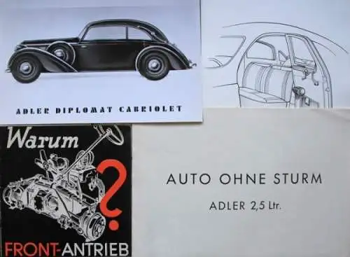 Adler 2,5 Liter Modellprogramm 1938 Automobilprospekt-Mappe (1218)