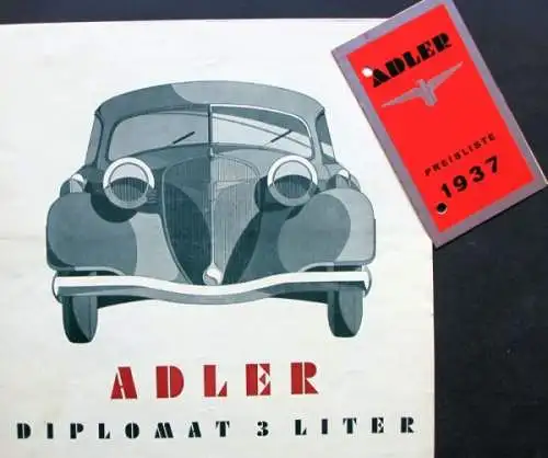 Adler Diplomat 3 Liter Modellprogramm 1936 Reuters Motive Automobilprospekt (1222)