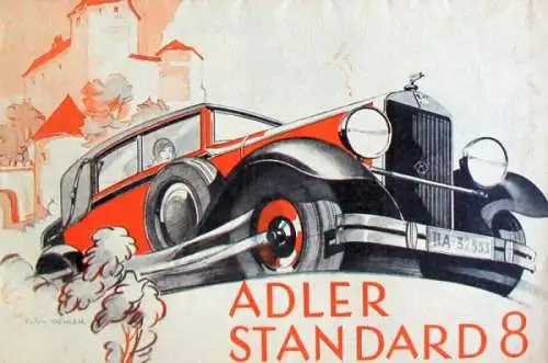 Adler Standard 8 Modellprogramm 1930 Automobilprospekt (1253)