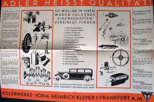 Adler Standard 8 Modellprogramm 1930 Automobilprospekt (1253)