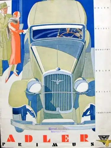 Adler Primus Modellprogramm 1930 Automobilprospekt (1254)