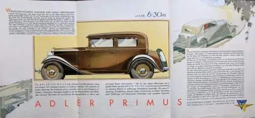 Adler Primus Modellprogramm 1930 Automobilprospekt (1254)