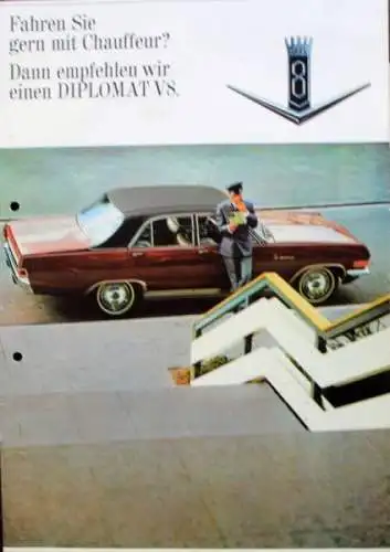 Opel Diplomat V8 Modellprogramm 1966 Automobilprospekt (1279)