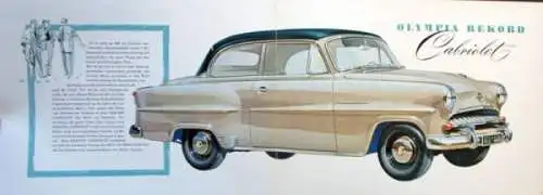 Opel Olympia Rekord Cabriolet Modellprogramm 1953 Automobilprospekt (7479)