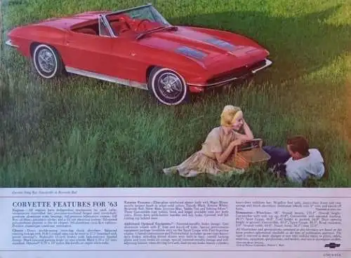 Chevrolet Corvette Modellprogramm 1963 Automobilprospekt (4078)