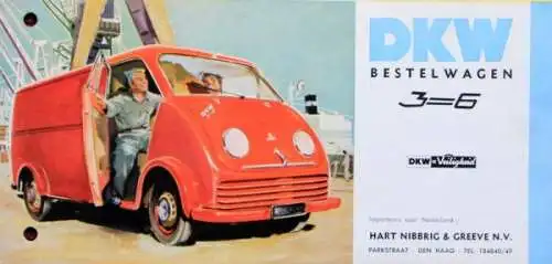 DKW 3=6 Bestelwagen Modellprogramm 1953 Automobilprospekt (1736)