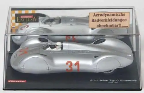 Carrera Exclusiv Auto-Union Typ C Stromline 1937 Rennbahnmodell mit Motor in Originalbox (8043)