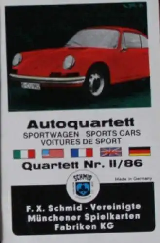 Schmid Spiele "Autoquartett - Sportwagen" 1965 Kartenspiel (5270)