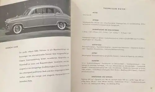 Borgward Modellprogramm 1957 "Internationale Automobilausstellung Frankfurt" Pressemappe mit Pressefotos (6804)