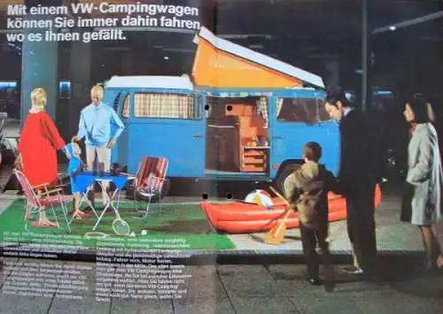 Volkswagen T2 Transporter Campingwagen Modellprogramm 1970 Automobilprospekt (1763)