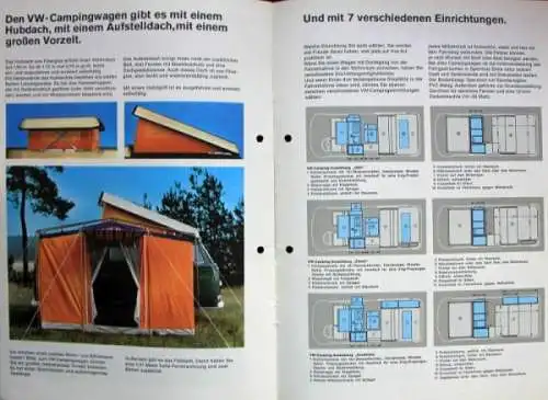 Volkswagen T2 Transporter Campingwagen Modellprogramm 1970 Automobilprospekt (1763)