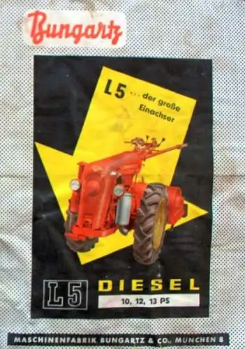 Bungartz L5 Diesel Einachser Modellprogramm 1961 Traktorprospekt (1429)