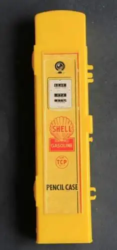 Shell Bleistiftbox Hasbro "Gasoline - Pencil Case" 1955 Plastik in Zapfsäulenform (4984)