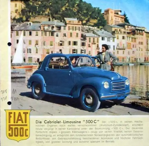 Fiat 500 C Modellprogramm 1948 Automobilprospekt (5275)