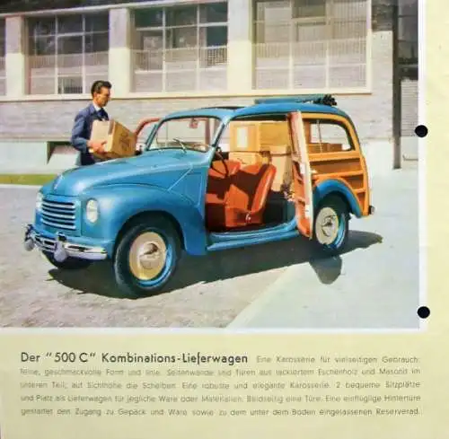 Fiat 500 C Modellprogramm 1948 Automobilprospekt (5275)