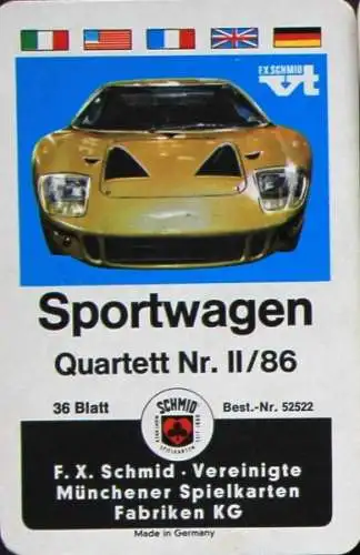 Schmid Spiele "Sportwagen" 1968 Kartenspiel (3521)