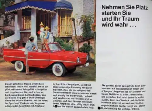 Amphicar Modellprogramm 1963 "Auto ahoi" Automobilprospekt (6409)