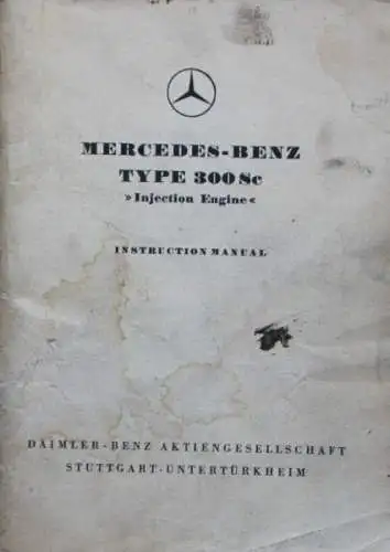 Mercedes-Benz 300 Sc 1956 Betriebsanleitung (0591)