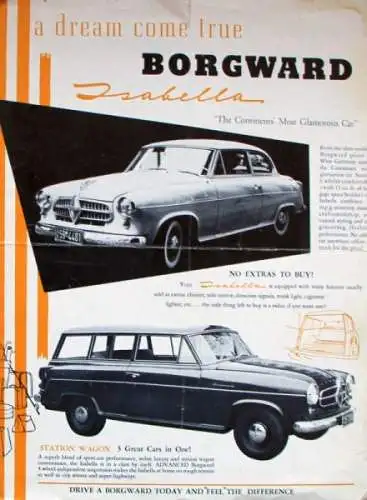 Borgward Isabella Modellprogramm 1958 "A dream come true" Automobilprospekt (9865)