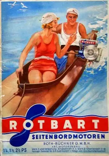 Rotbart Seitenbordmotoren 2 1/2 PS 1932 Werbeprospekt (3384)