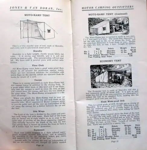 Jones Van Doran "Campolog - The Motor Campers Book" Camping-Zubehör-Katalog 1925 (6052)